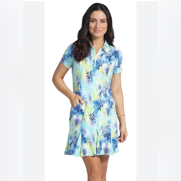 Robe IBKUL Lessie Manches Courtes – Jade Multi, Taille S, UPF 50